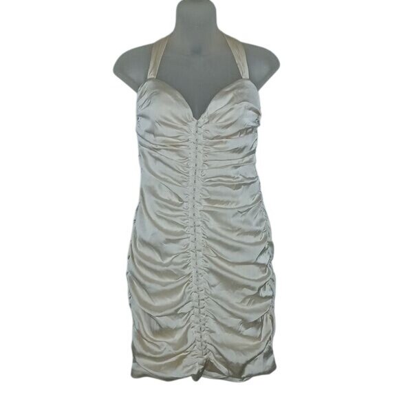 Oh Polly Dresses & Skirts - Oh Polly Ivory Satin Cinched Bodycon Dress